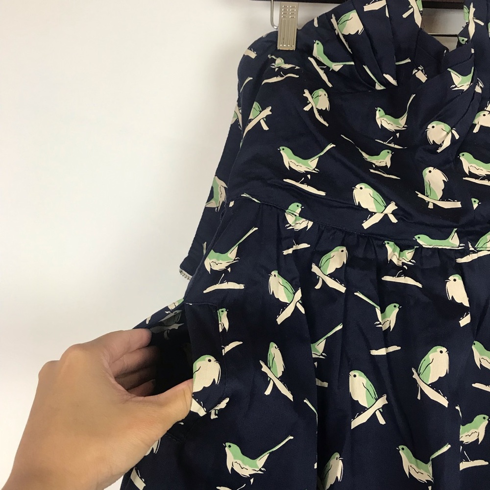 Porridge sing sweetly bird navy sweetheart dress strapless Sz 6 - Picture 6 of 6